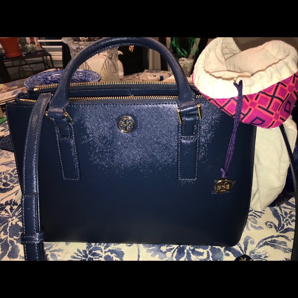 ROBINSON MINI DOUBLE ZIP TOTE IN HUDSON BAY(NAVY) - Picture 4 of 7